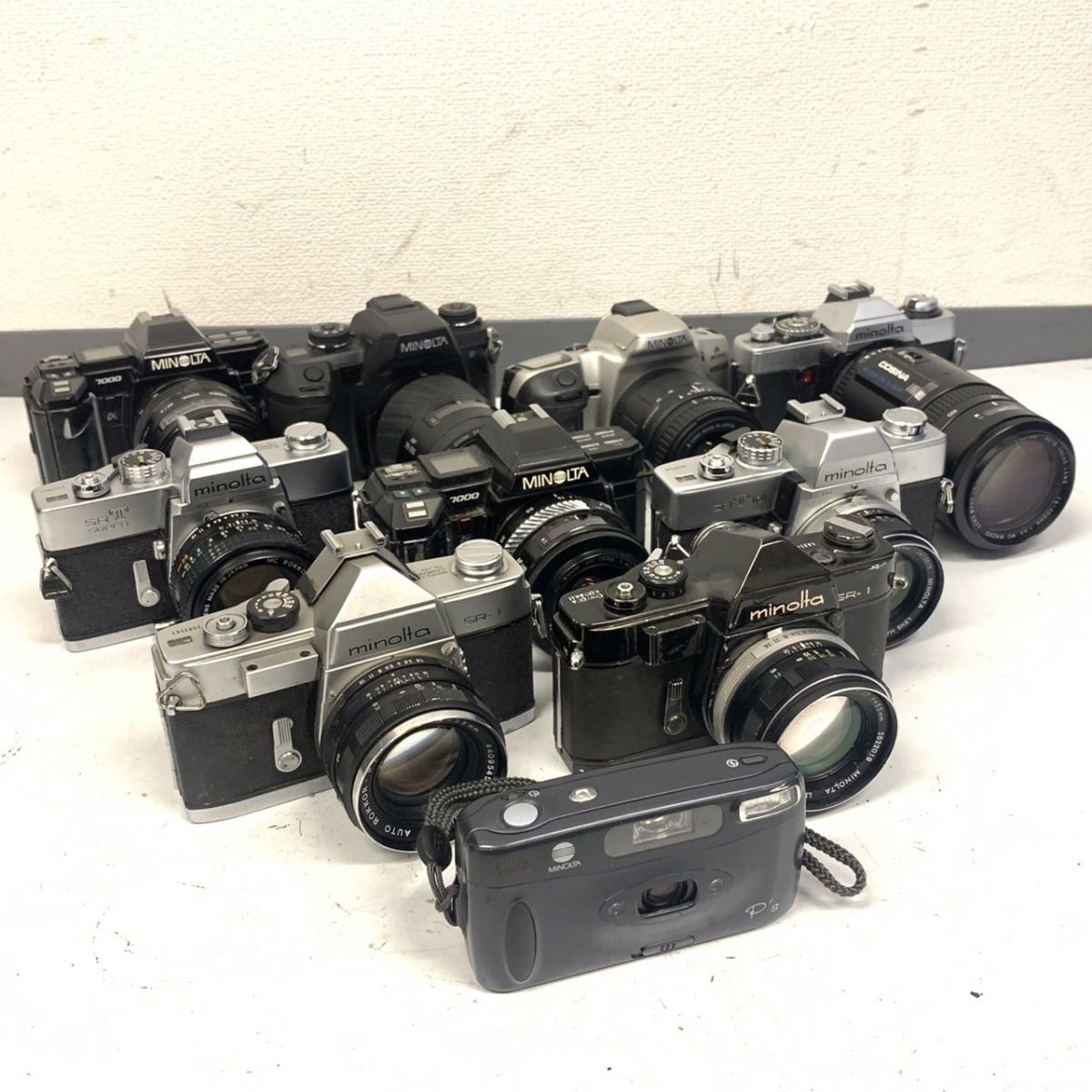 T961-00000■ MINOLTA ミノルタ AF MF 一眼カメラ コンパクトカメラ 10点セット P's SR-1 7000α XG-E SRT SUPER SRT101 etc ④_画像1