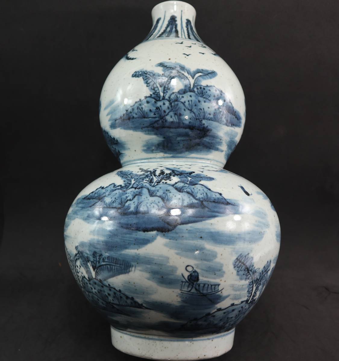 中國 時代物 青花 染付山水風光紋葫蘆形花瓶 | inmano.com.br