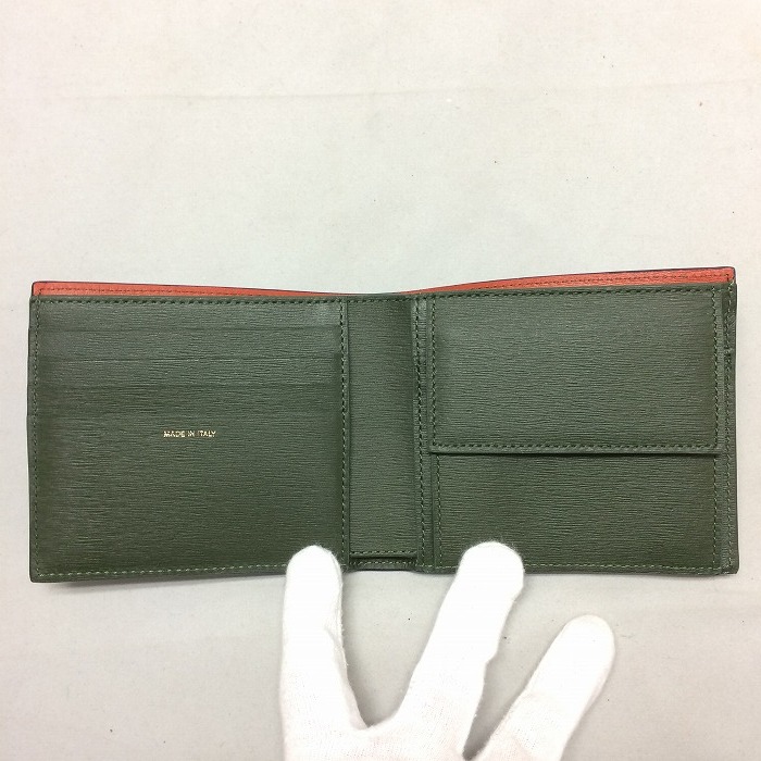 未使用Paul Smith 二つ折り財布 VPS103 レザー ネイビー カーキ [jgg