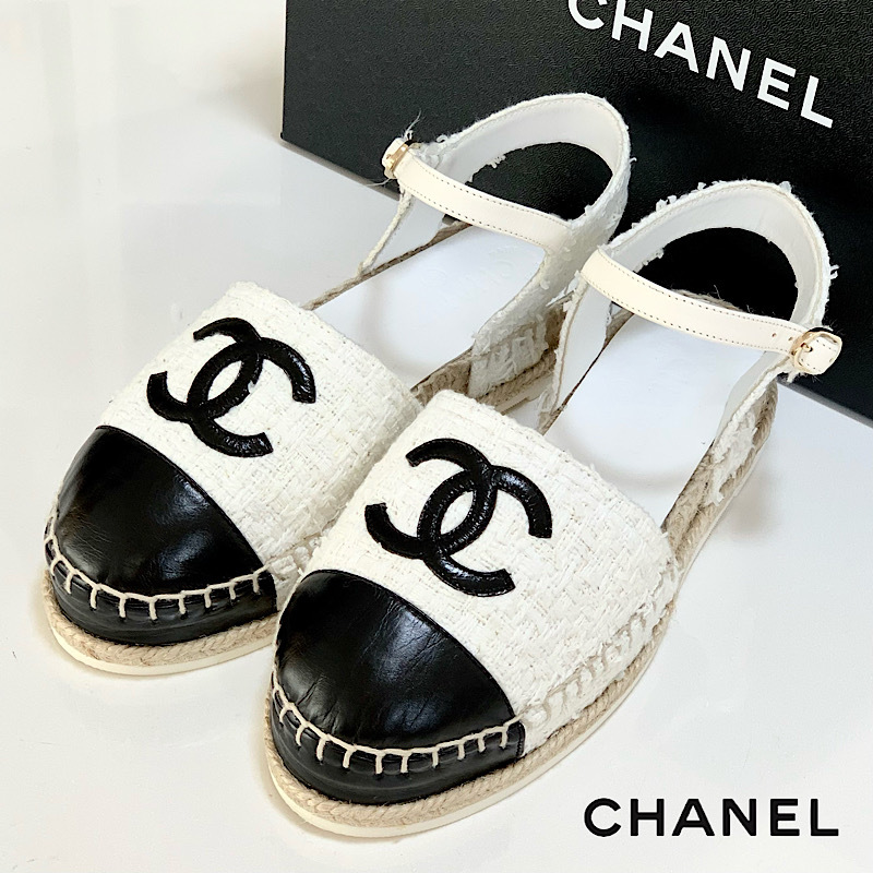 マリナボーダー レア！ CHANEL エスパドリーユ ラフィア 38 - 通販