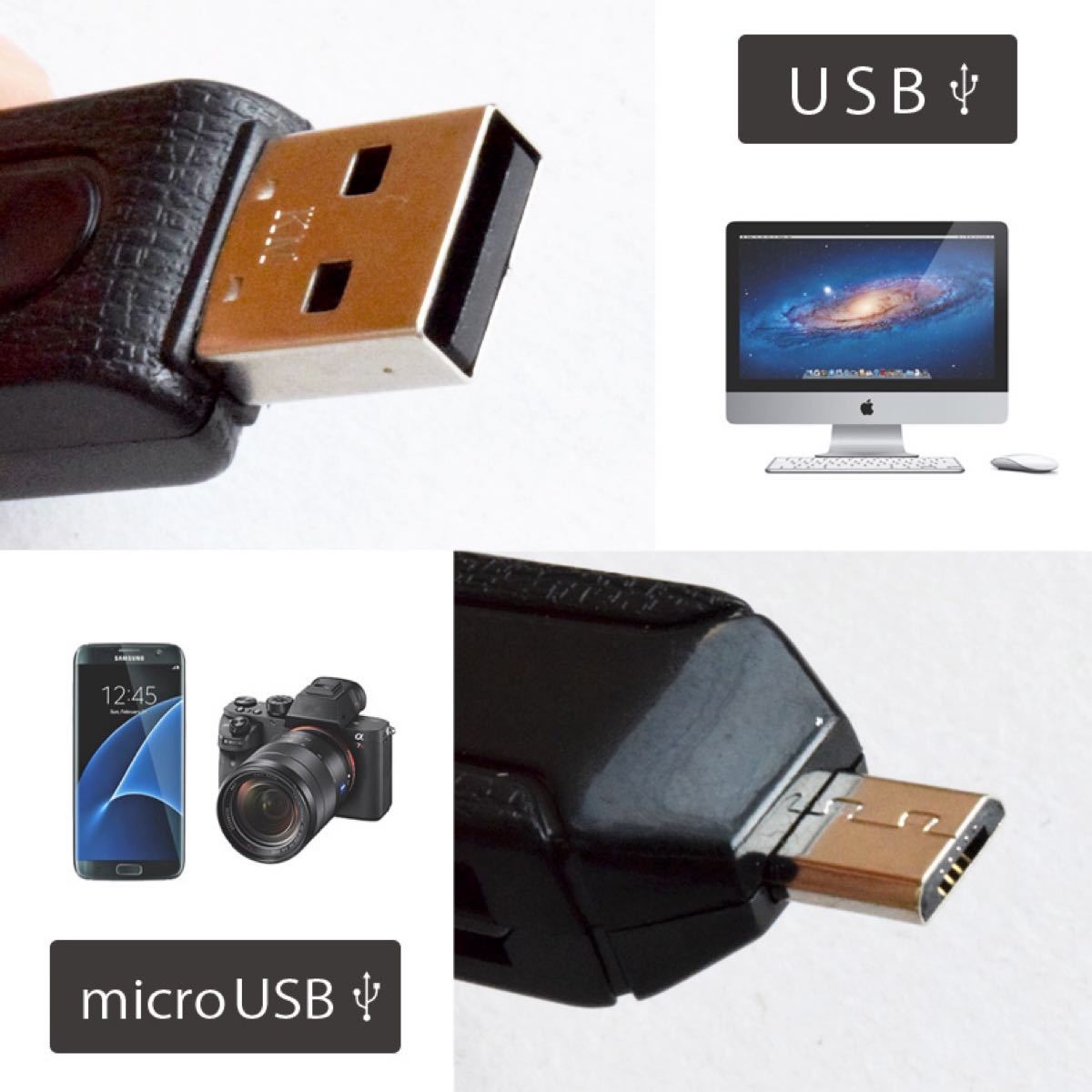 USB SDカード リーダー 変換アダプター PC・スマートフォン用 包装なし 色順不同