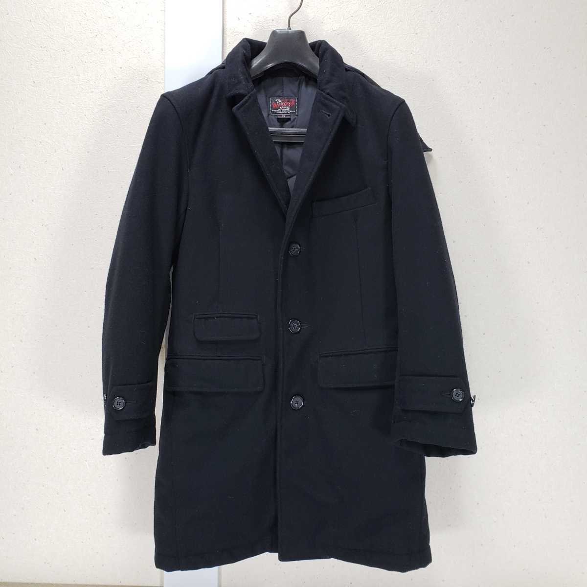 美品◆WOOLRICH WOOLEN MILLS ウールリッチウーレンミルズ(ネペンテス別注) メルトンウール  ダウンチェスターコート(メンズXS)黒/ブラック