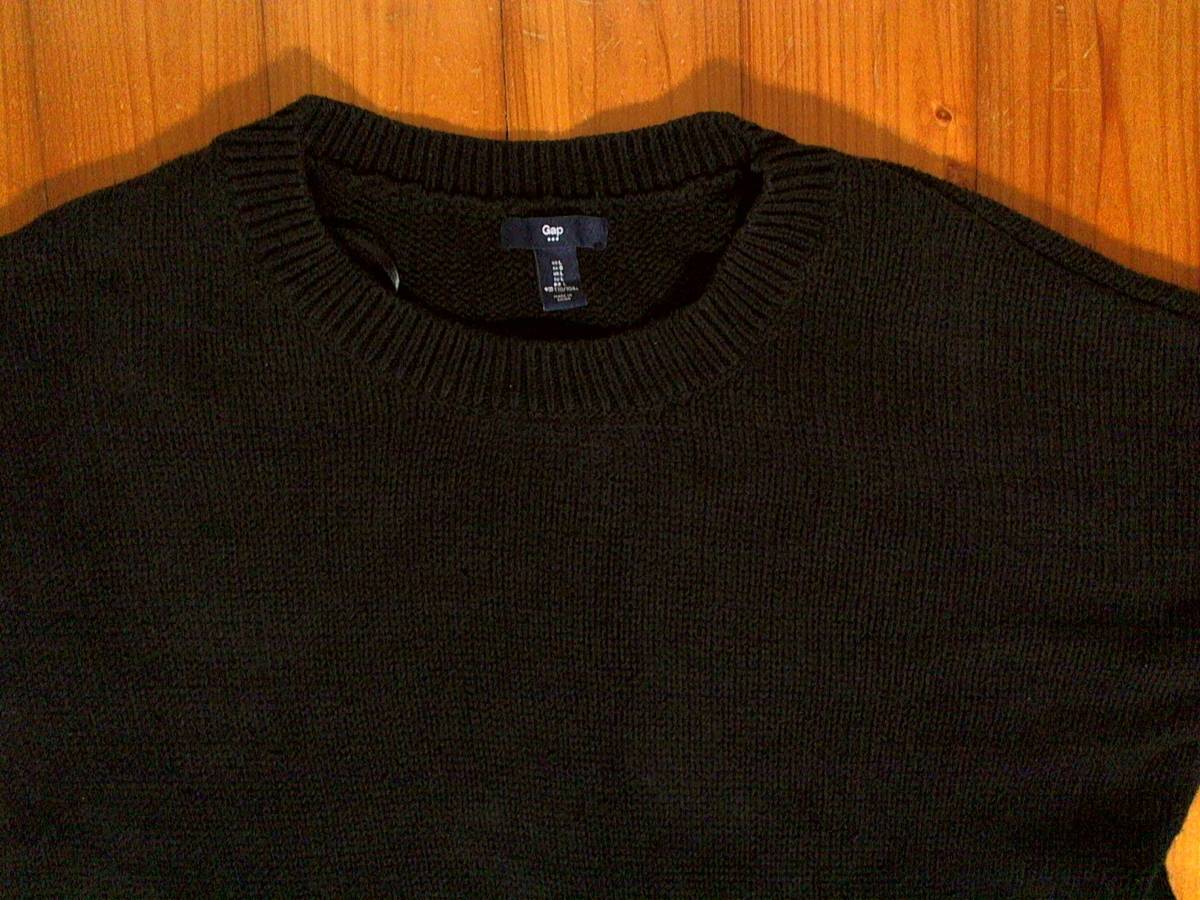 * defect have * Gap *GAP* cotton & acrylic fiber knitted oversize pull over tunic sweater L black black (.)