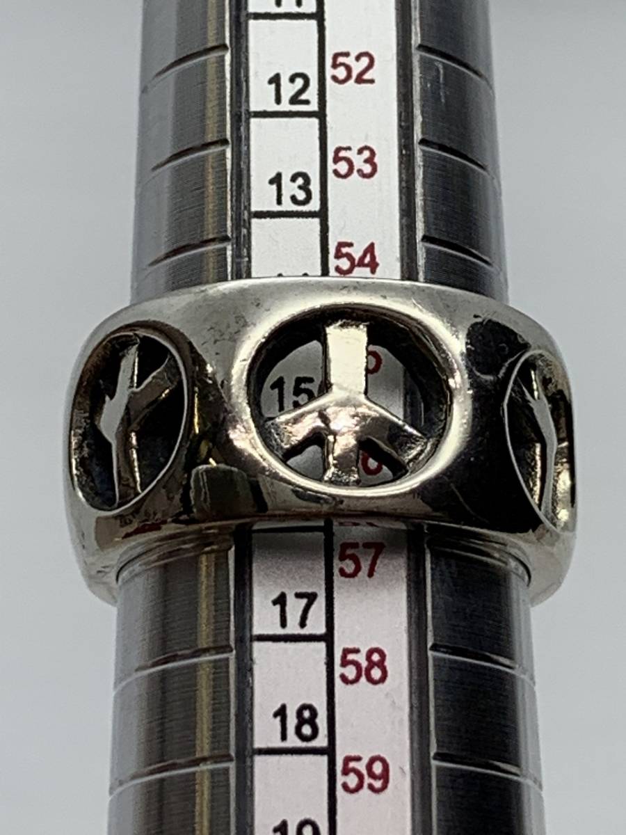 STERLING SILVER　925シルバー　リング　指輪　ピースマーク　16号　10.95ｇ　ヴィンテージ　クロムハーツ　クレイジーピッグ　ロンワンズ_画像5