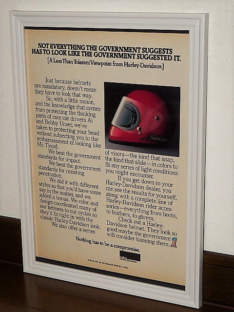 1977年 USA 洋書雑誌広告 額装品 AMF Harley Davidson Helmet ハーレーダビッドソン ヘルメット / 検索用 店舗 ガレージ 看板 (A4size)_画像1