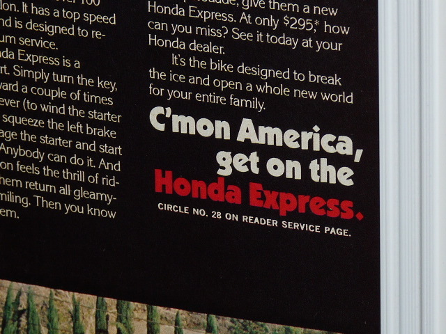 1977年 USA 70s vintage 洋書雑誌広告 額装品 Honda Express ホンダ ロードパル / 検索用 店舗 ガレージ 看板 ディスプレイ 装飾 (A4size)の画像4