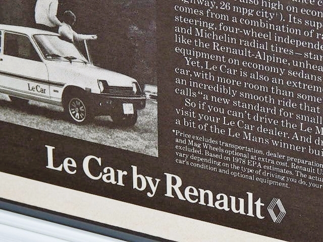 1978 год USA иностранная книга журнал реклама рамка товар Renault Le Car Renault thank (A4size) / для поиска ALPINE A442B LE MANS магазин гараж табличка дисплей 