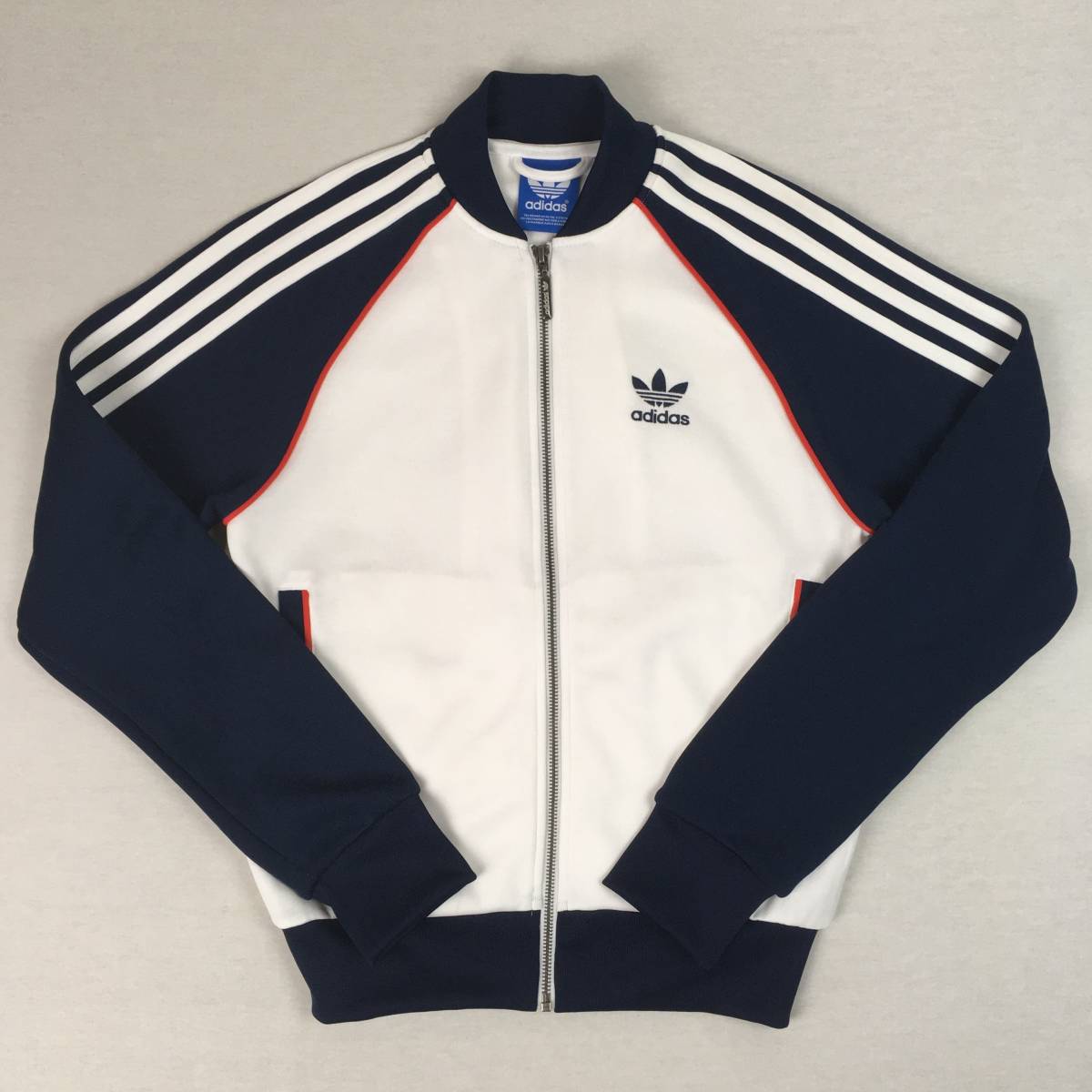 【美品】adidas Originals アディダス オリジナルス スーパースター SST S19173 トラックトップ ホワイト/ネイビー/レッド XSサイズ