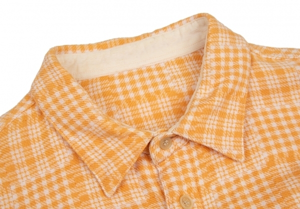 パパスPapas コットンチェックシャツ オレンジ白48M 【メンズ】_画像3