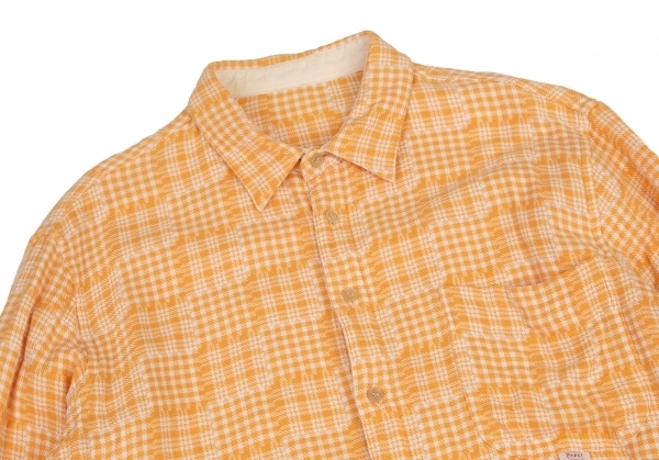 パパスPapas コットンチェックシャツ オレンジ白48M 【メンズ】_画像2