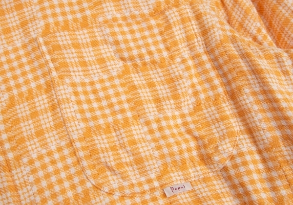 パパスPapas コットンチェックシャツ オレンジ白48M 【メンズ】_画像6