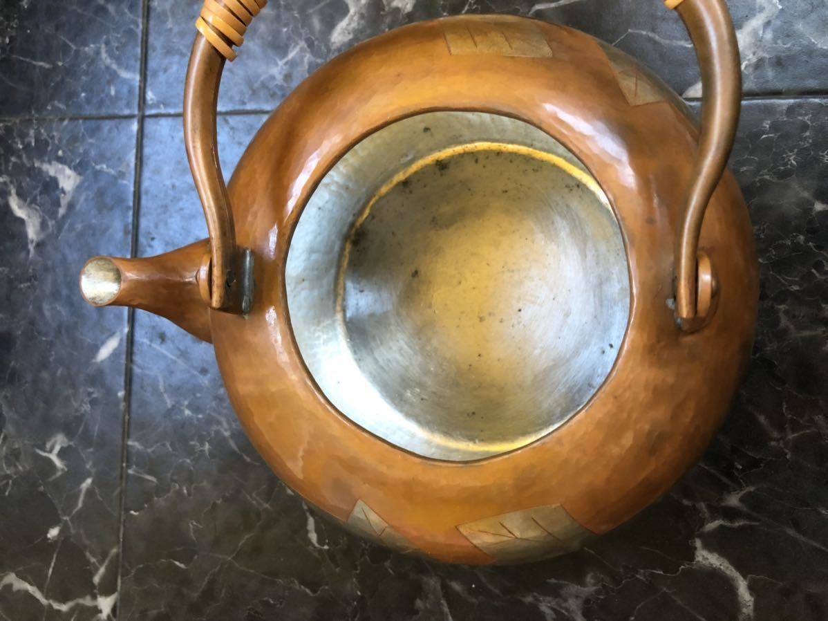 玉川堂 鎚起銅器葉文湯沸 銅製 紅葉紋 茶道具 急須 やかん 湯沸かし 葉