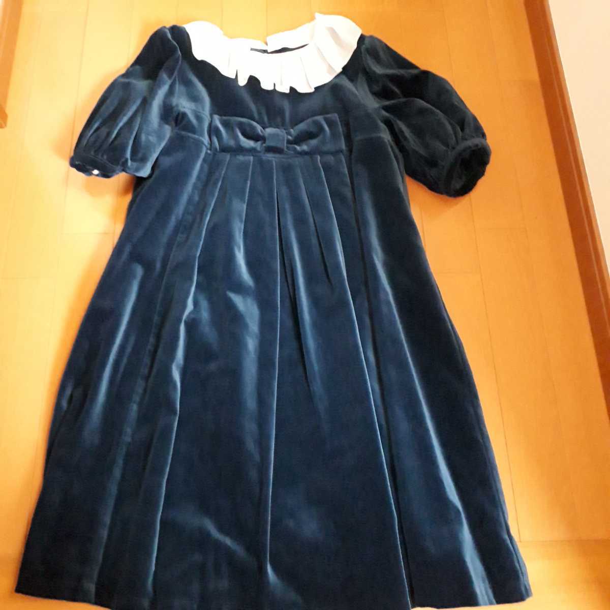  Lulu geta another . puff sleeve short sleeves One-piece blue blue velour LeurGetter