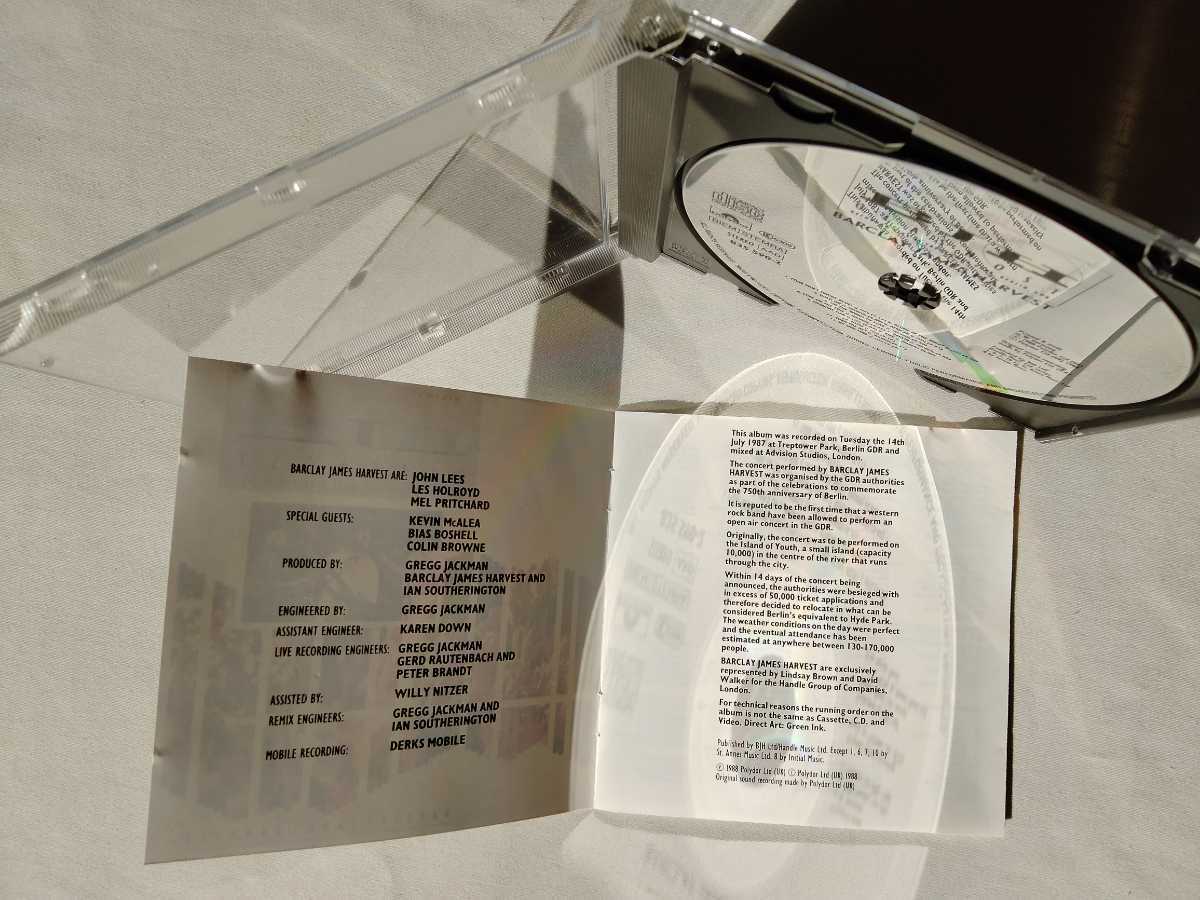 【88年POLYDOR UK/ドイツプレス盤】Barclay James Harvest / GLASNOST CD 835 590-2 87年ベルリンライヴ収録,88年プレス,全面アルミ蒸着盤_画像4