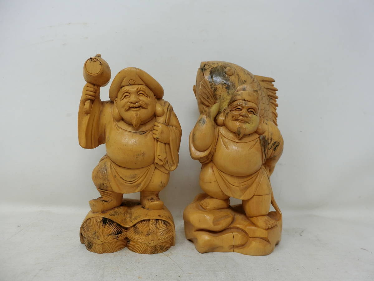 大人気定番商品 恵比寿天・大黒天 古木彫り - 彫刻/オブジェクト - www