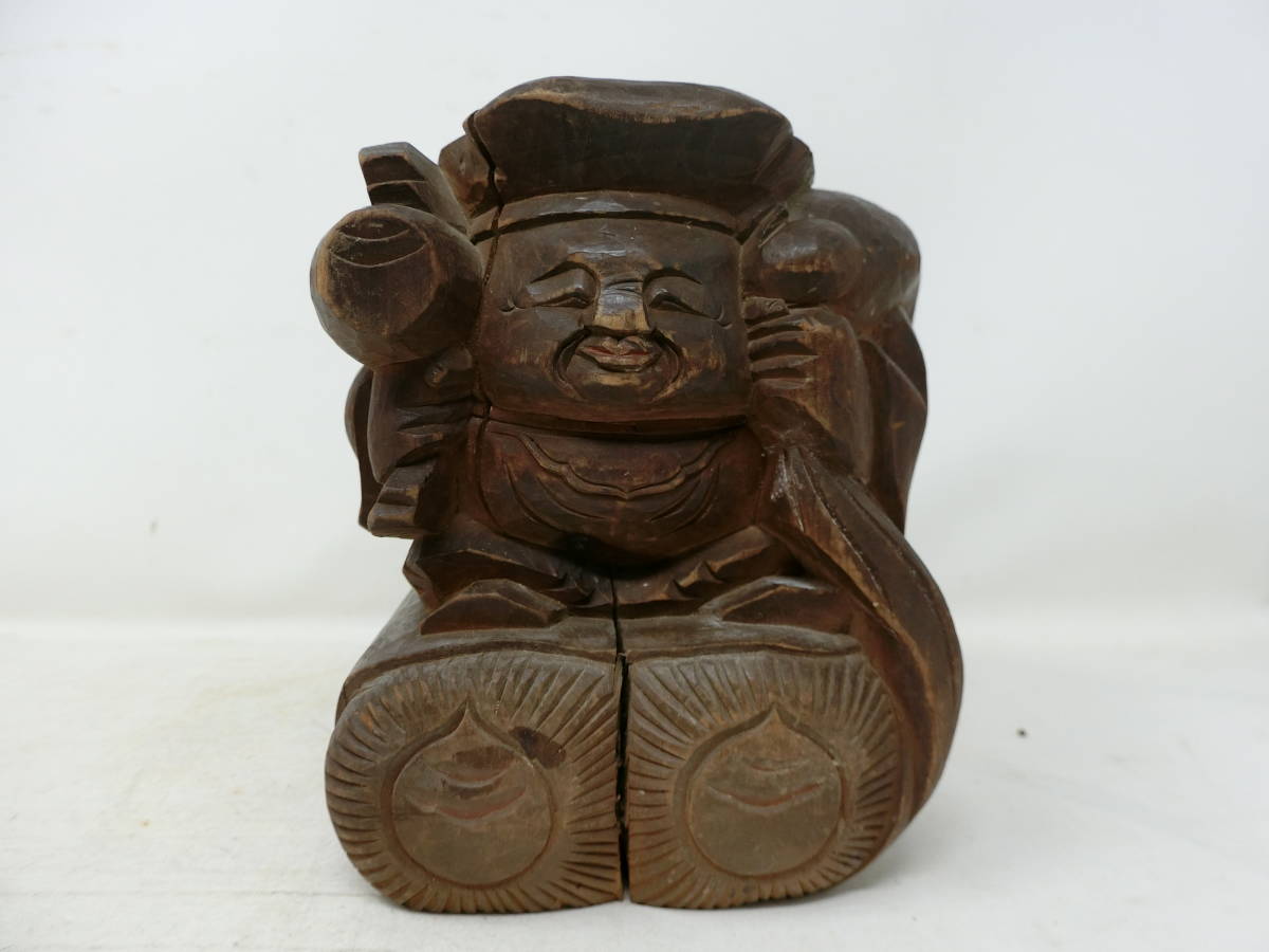 セールsale 送料込み 木彫り 七福神 大黒天様 恵比寿様 2体セット 台座付き アウトレット セールsale 送料込み 木彫り 七福神 大黒天様 恵比寿様 2体セット 台座付き アウトレット