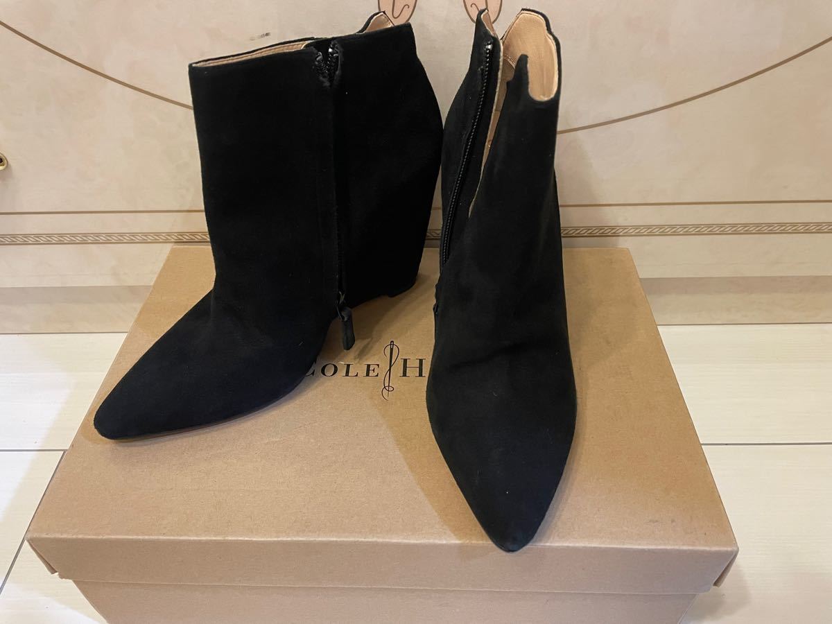 Cole Haan コールハーン 黒ブーティー ショートブーツ ウェッジソール