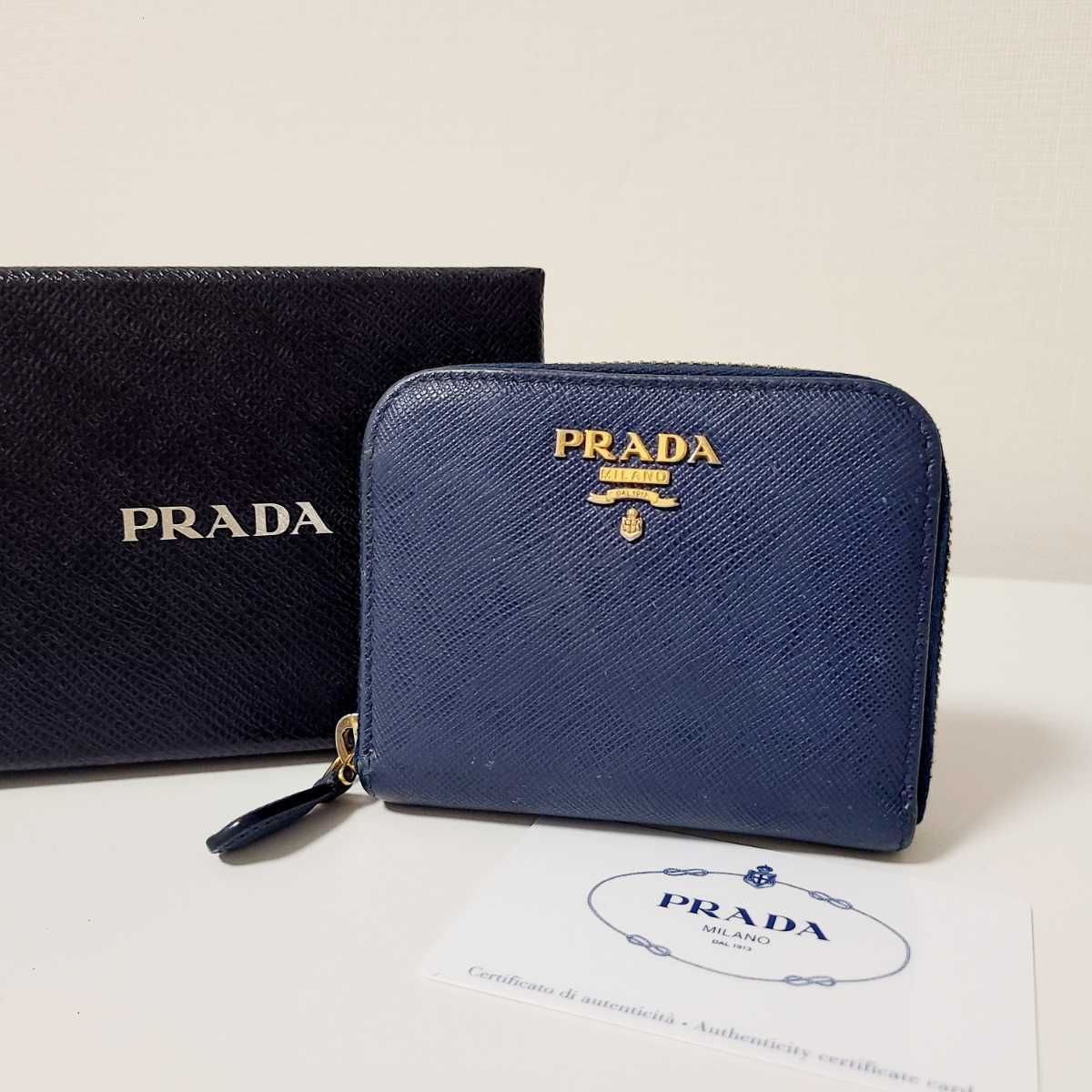 美品 PRADA プラダ ラウンドファスナー 二つ折り財布 コインケース