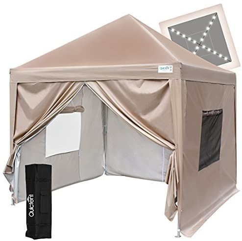 ワンタッチ タープテント LEDライト 3段階調節 UVカット 耐水 キャンプライト キャンプ アウトドア ソーラーライト 