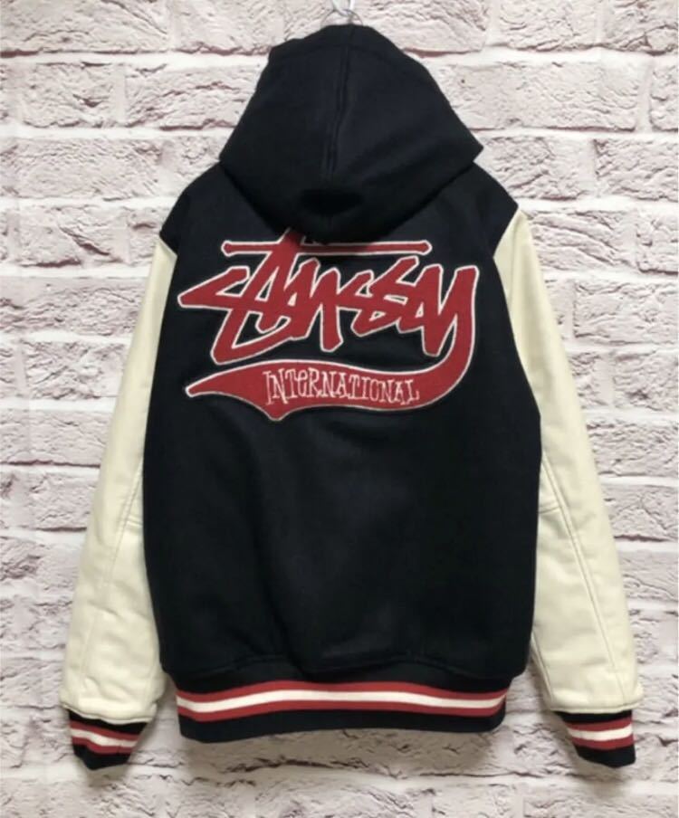 激レア限定☆stussyワールドツアー5大都市MスタジャンBIG5フーディvarsityジャケットjacketフード付きBIG4ステューシーSワッペンworld tour_画像2