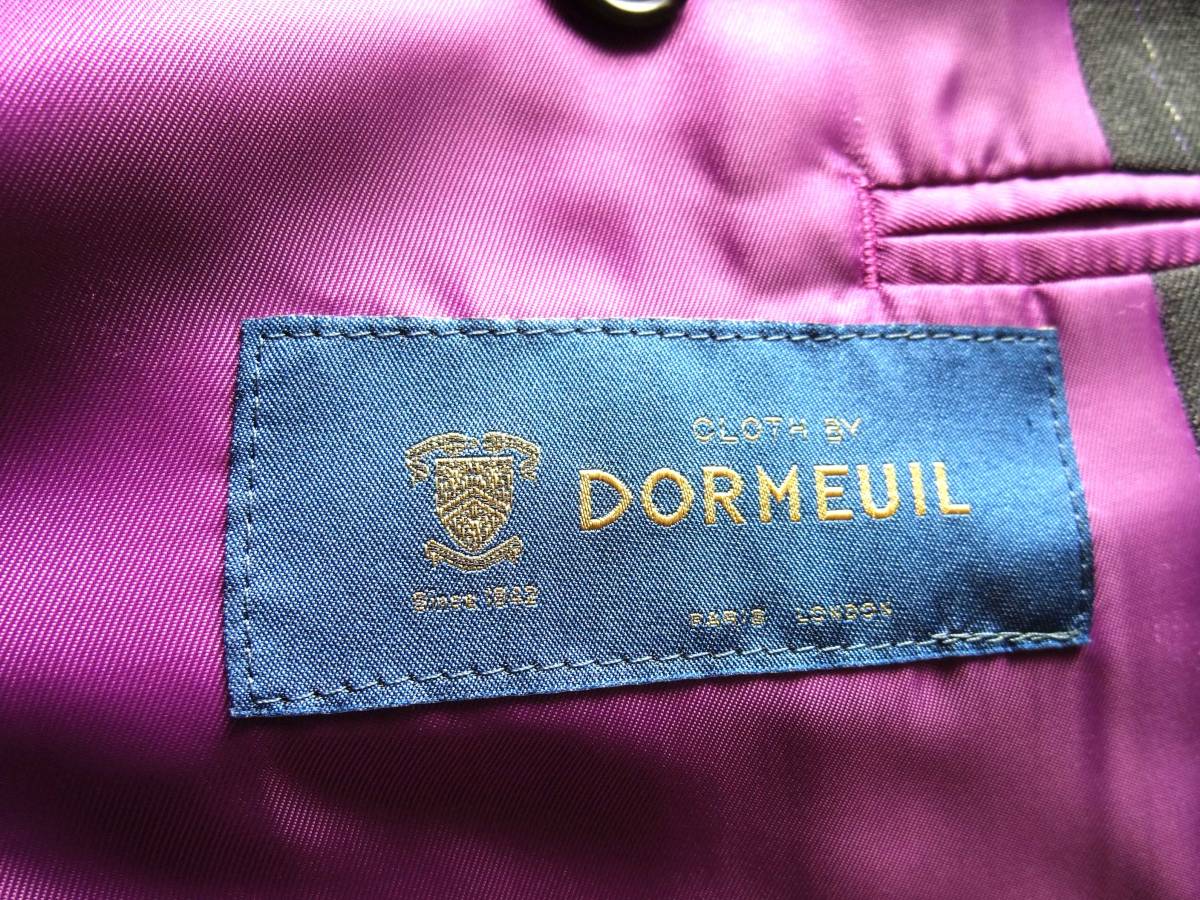 DORMEUIL　ドーメル　オーダースーツ　グレー ピンストライプ　毛100％　ジャケット+パンツ(ダブル裾） Mサイズくらい　灰色_画像8