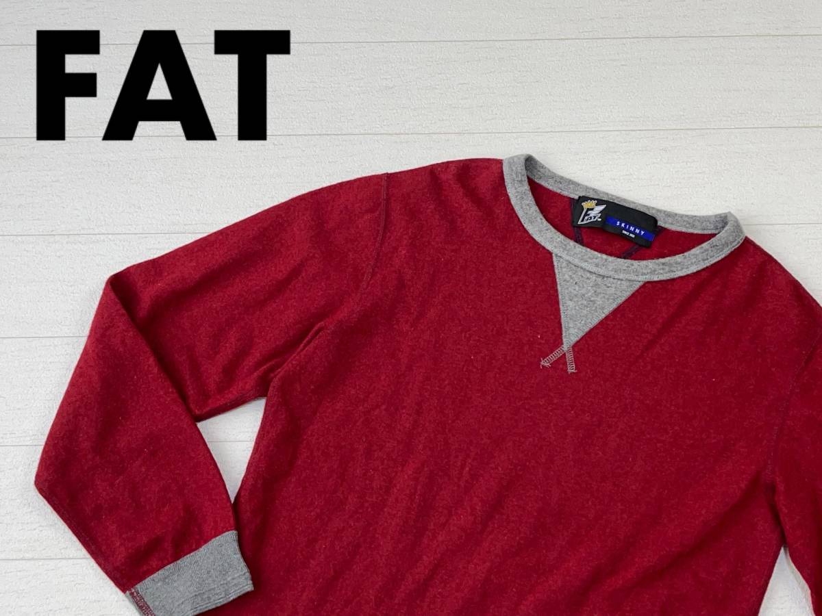 * бесплатная доставка * FATefei чай б/у одежда вязаный свитер шерсть . мужской SKINNY красный tops б/у быстрое решение 