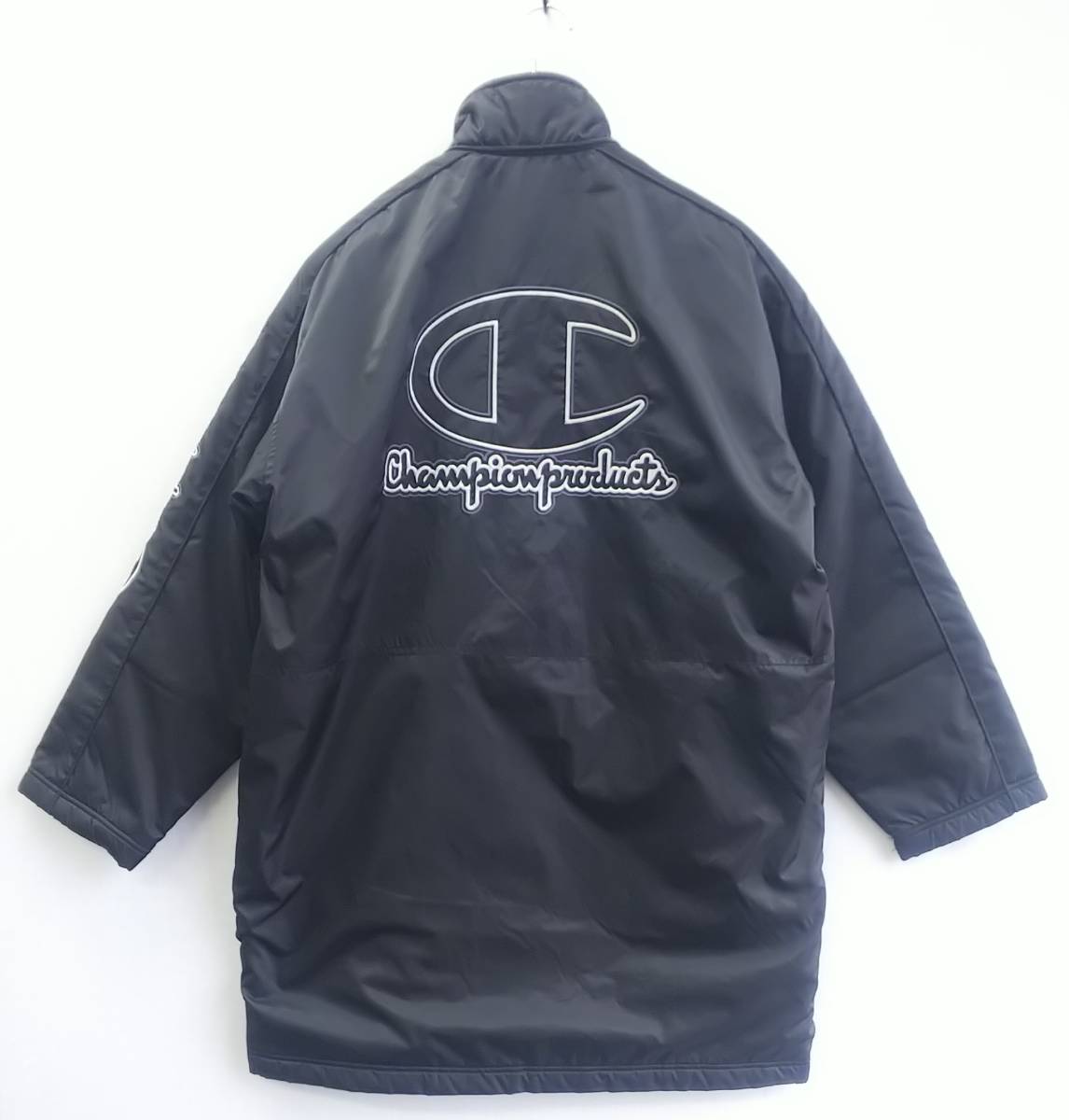 ■Champion*Sサイズ*中綿ベンチコート*黒*メンズ*防寒*冬*アウター*スポーツ観戦*チャンピオン*古着*サッカー*アウトドア*　＃4755_画像2