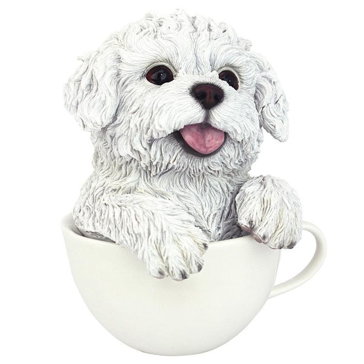 パプチーノ 子犬 コレクタブル・ドッグ：ホワイト・マルチーズ彫像 彫刻置物/テーブル キッチン（輸入品）
