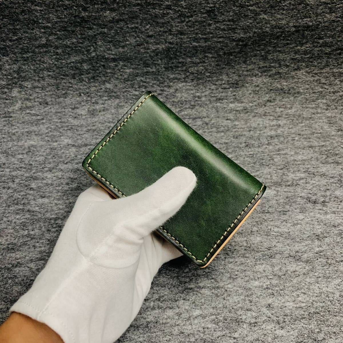  green [ green ] men's card-case card inserting ticket holder cow leather original leather card-case men's purse cow leather business 1 jpy free shipping Advan leather 