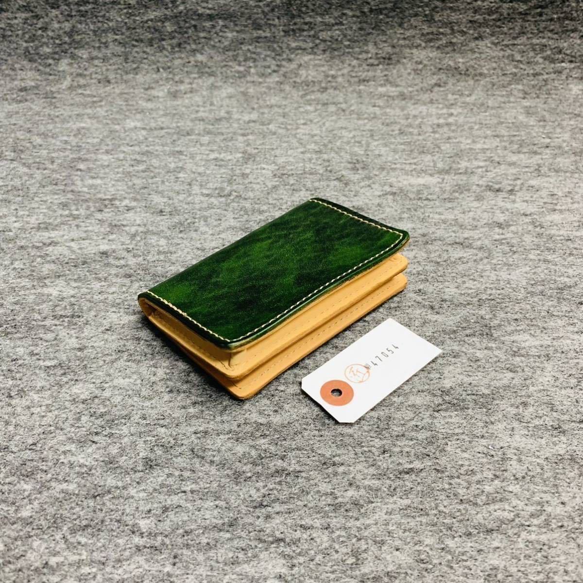  green [ green ] men's card-case card inserting ticket holder cow leather original leather card-case men's purse cow leather business 1 jpy free shipping Advan leather 