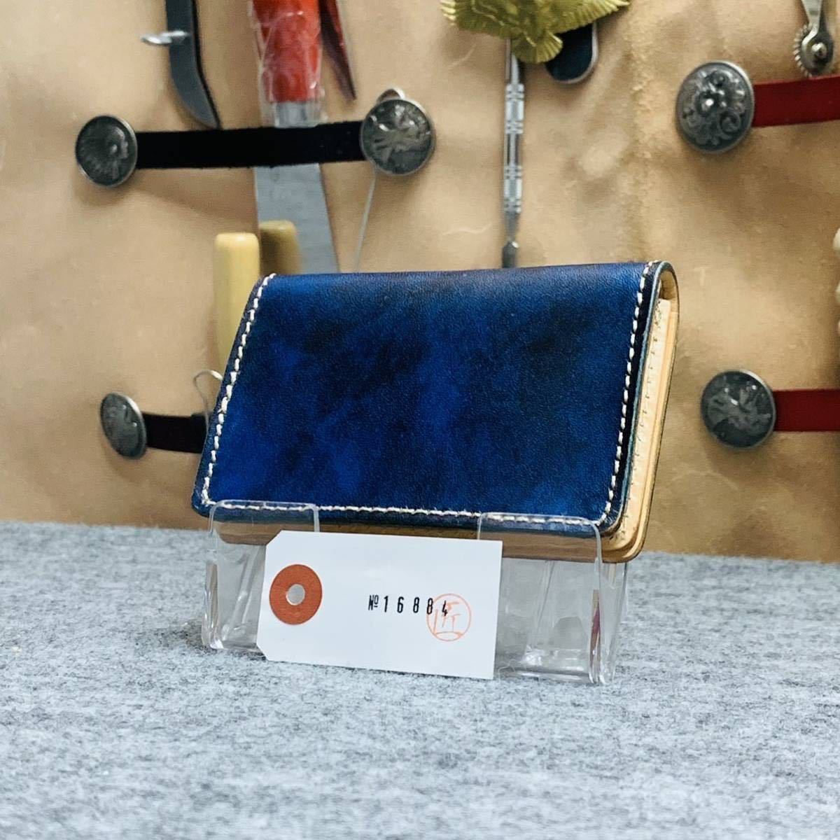  blue [ blue ] men's card-case card inserting ticket holder cow leather original leather card-case men's purse cow leather business 1 jpy free shipping Advan leather 