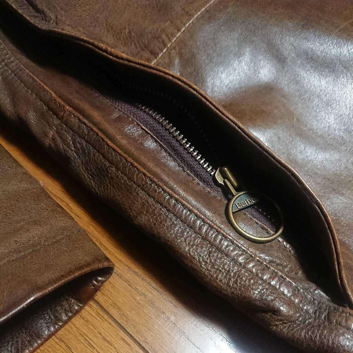 最終値下げBARBOUR BEAUFORT LEATHER JACKET バブアー ビューフォート レザー ジャケット size M レア_画像4