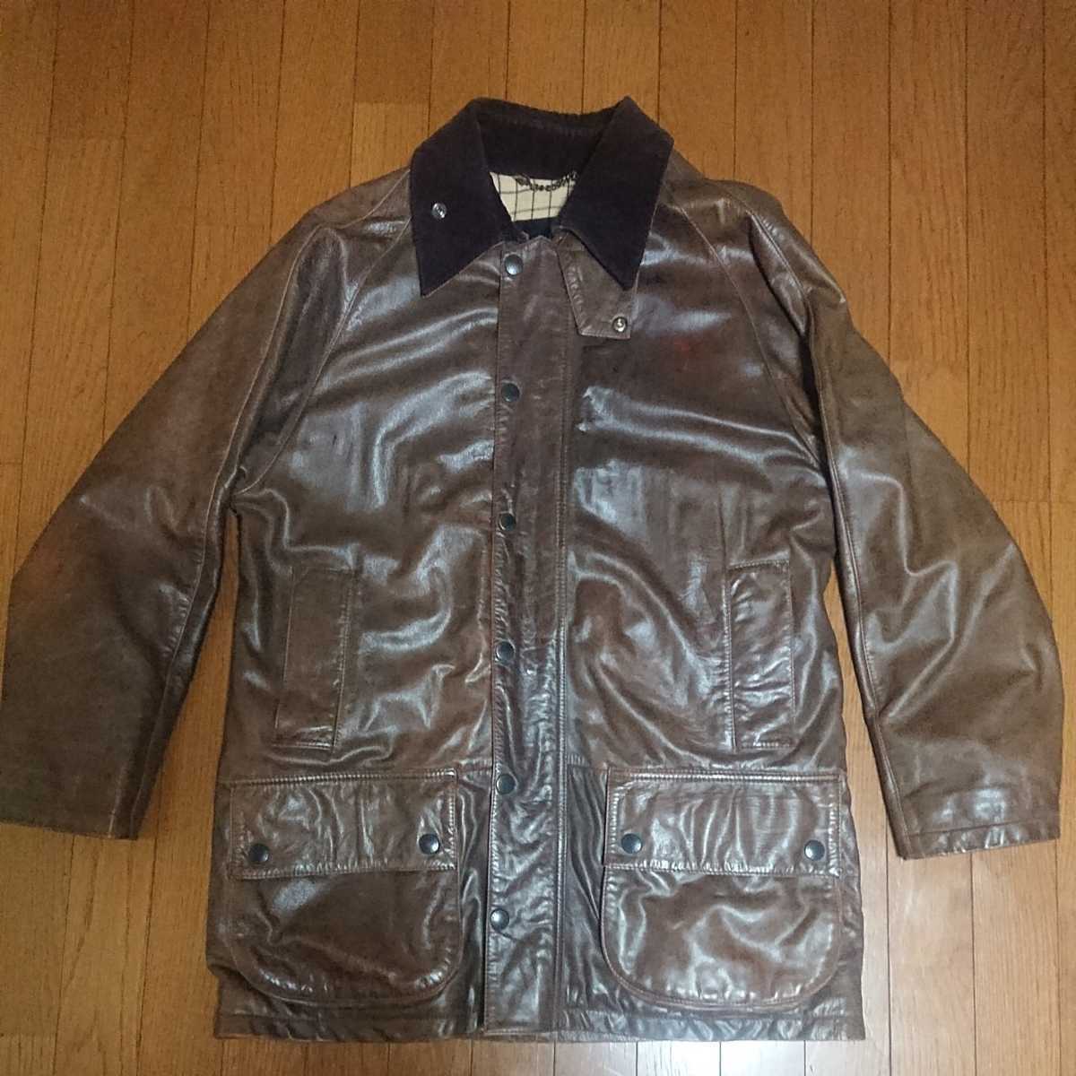 最終値下げBARBOUR BEAUFORT LEATHER JACKET バブアー ビューフォート レザー ジャケット size M レア_画像1