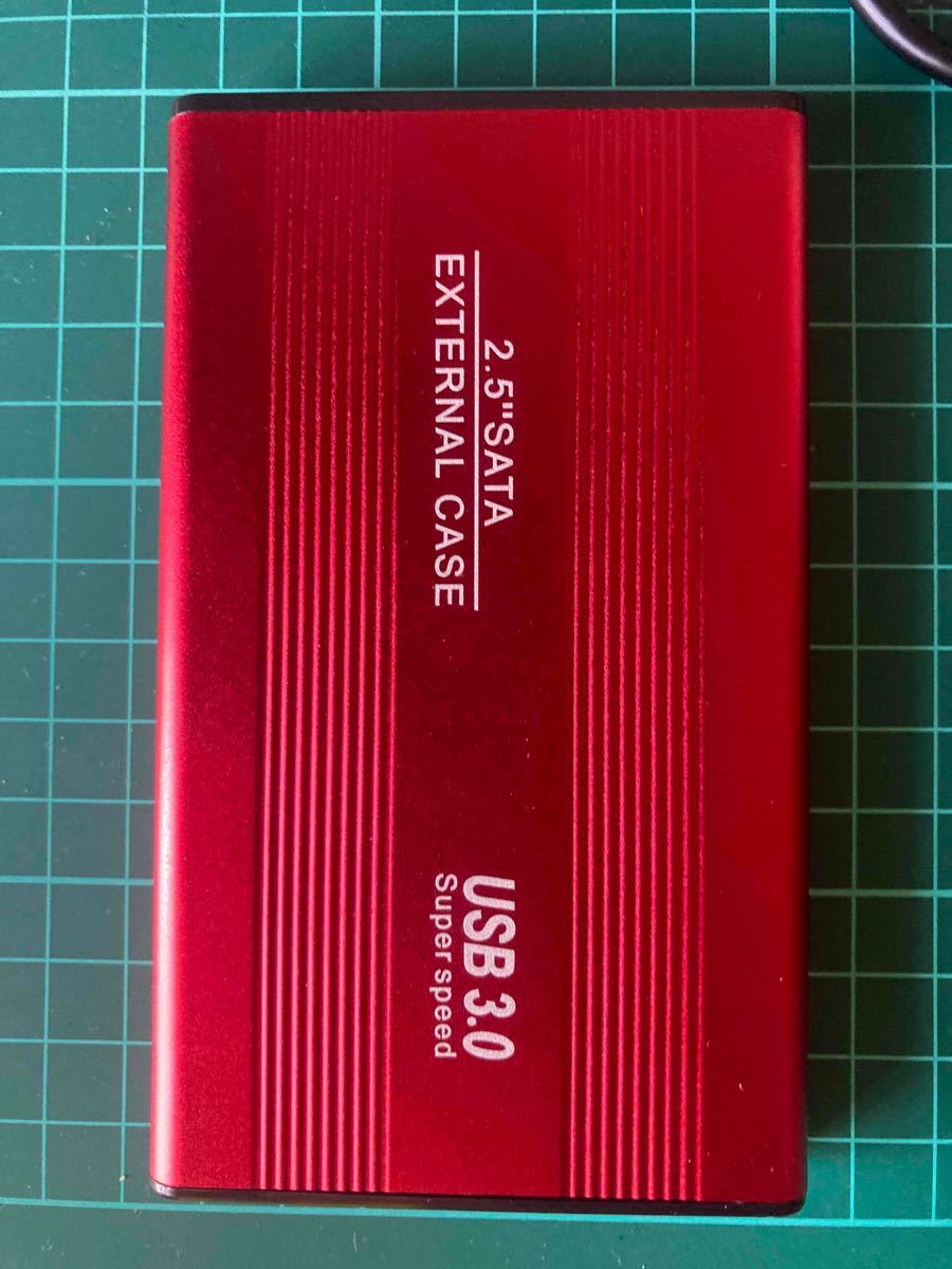 外付けポータブルHDD USB3.0 赤　500GB　ケース付き　大容量7