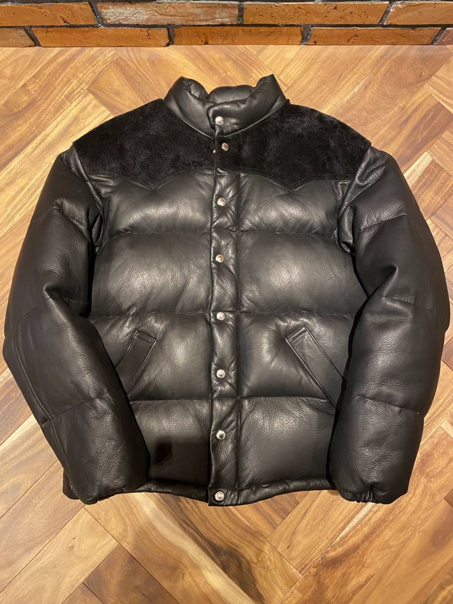 【美品】 The REAL McCOY'S DEERSKIN DOWN JACKET BLACK MJ20119 リアルマッコイズ ディアスキン ダウンジャケット サイズ40 レザー 本革
