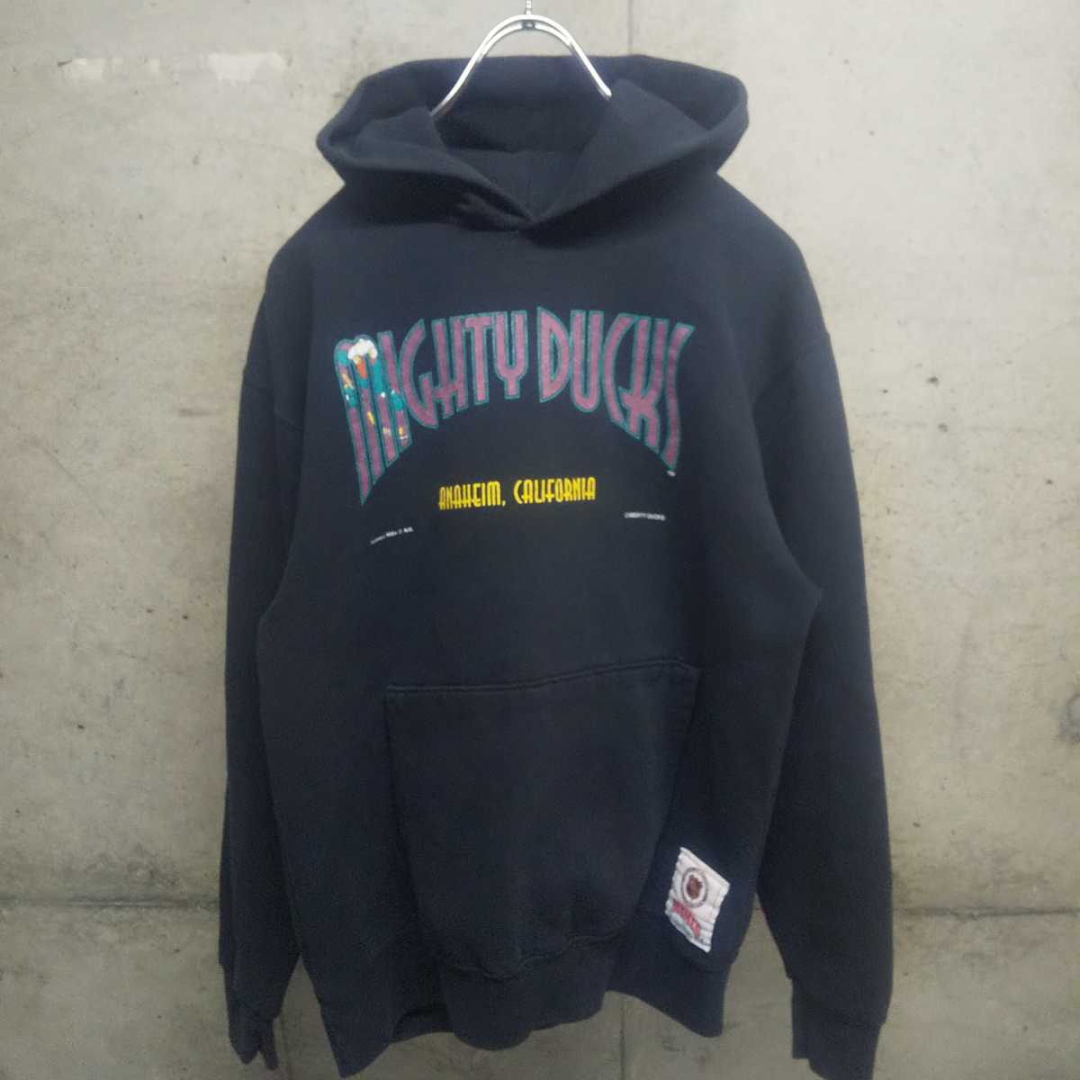 90s USA製 MIGHTY DUCKS スウェット パーカー NHL マイティダックス ホッケー プルオーバー vintage ヴィンテージ ビンテージ used 古着