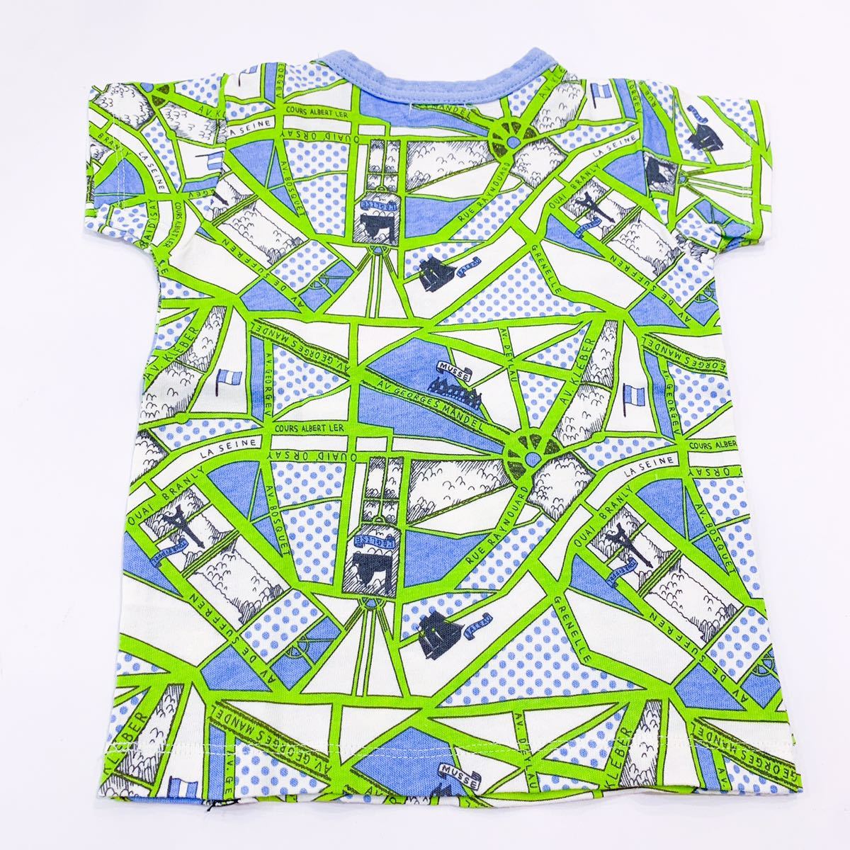 【新品未使用】seraph セラフ　100㎝　tシャツ　柄　かわいい　個性的　地図　グリーン　ブルー　緑　青　カラフル