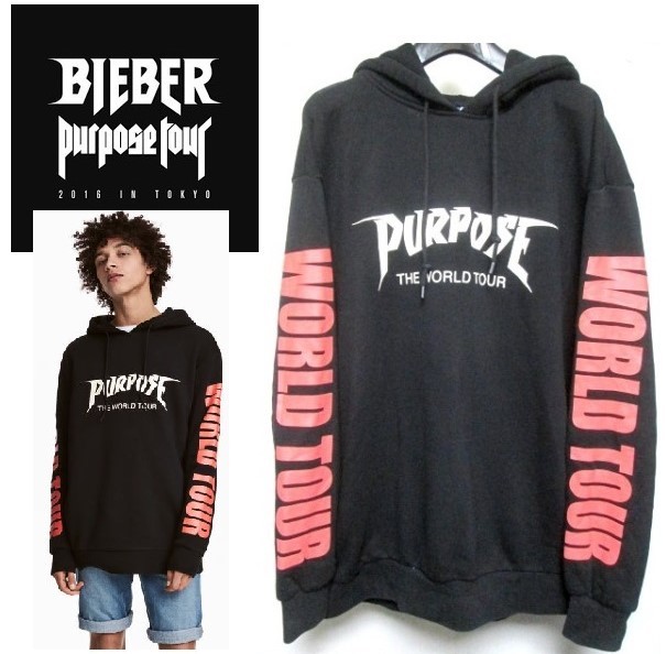 YGG★ 新品 本物 H&M PURPOSE THE WORLD TOUR パーカー XL 黒 スウェット トレーナー エイチアンドエム トップス スエット_画像3