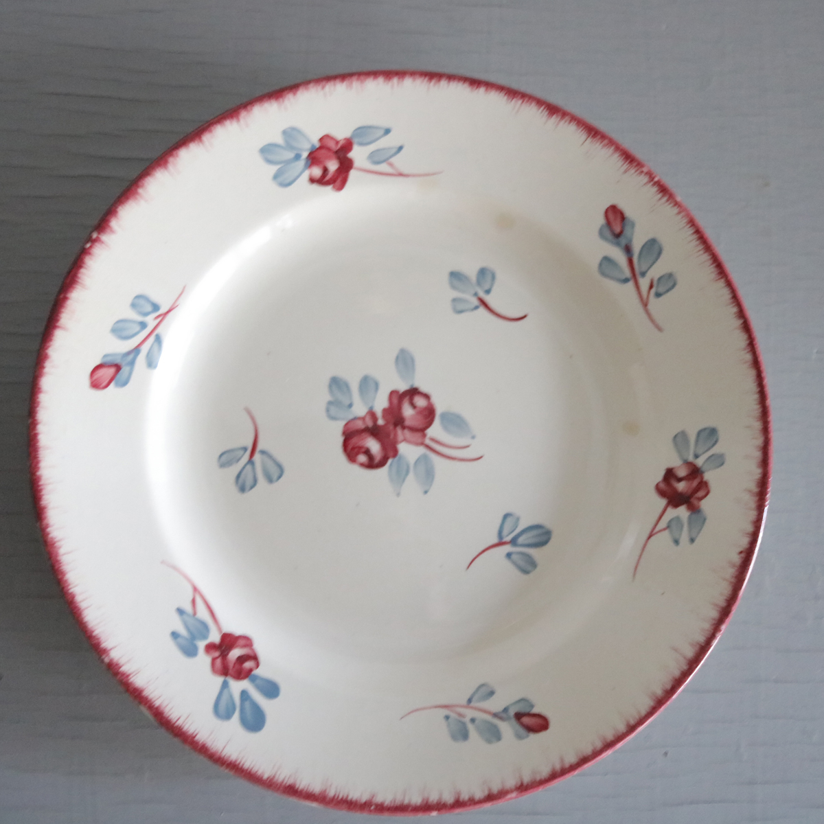 [ element .. floral print... France antique. . plate G]Digoin monkey gminn plate tigo one cake bread Cafe Okt gonaru Vintage 