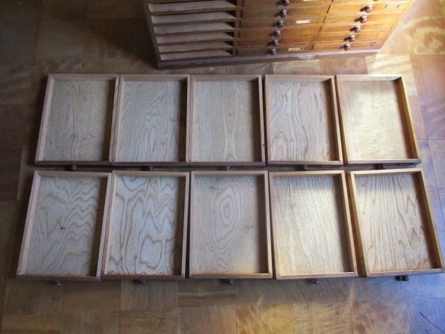 古い木製引き出し無垢材家具収納ケース陳列インテリアディスプレイ 