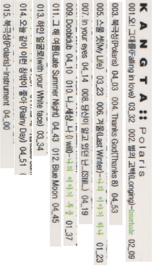 韓国CD★　カンタ (KANGTA)　1集 「Polaris」 ★　難あり品（CDケースの盤留め部分の破損）　★　H.O.T のメンバー_収録曲などの記載部分