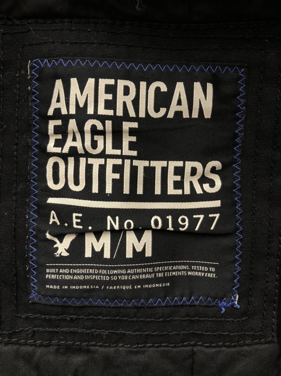 アメリカンイーグル N-1 デッキジャケット チェック柄 ロゴボタン　　ミリタリー ネイビー ジャケット ウール AMERICAN EAGLE 玉5059_画像4