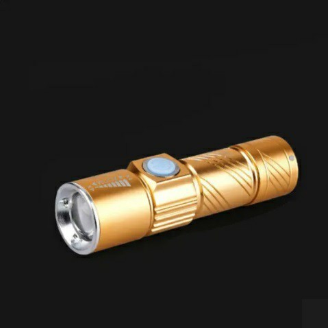 懐中電灯 led 強力 軍用USB充電式 防水 携帯 防災 スキー ゴールド