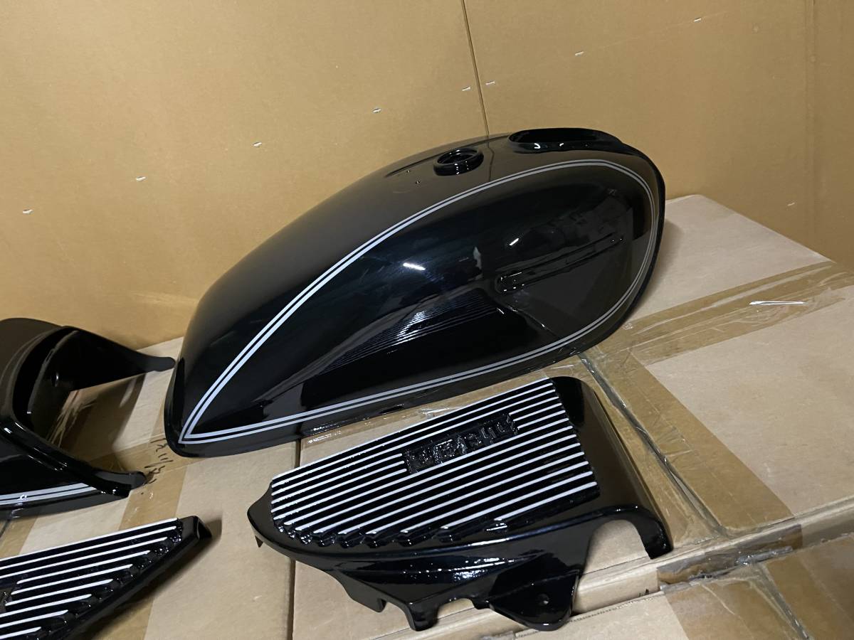 GS400 外装 セット 黒 銀E1ライン タンク テールカウル アルフィン