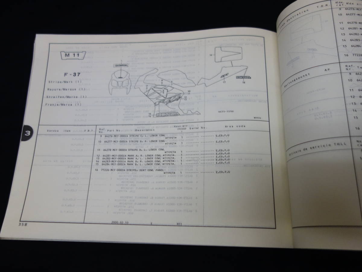 【輸出仕様】ホンダ VTR1000SP-1 RC51　 SC45型 純正 パーツリスト / パーツカタログ / 2版 / 2000年 【当時もの】_画像10