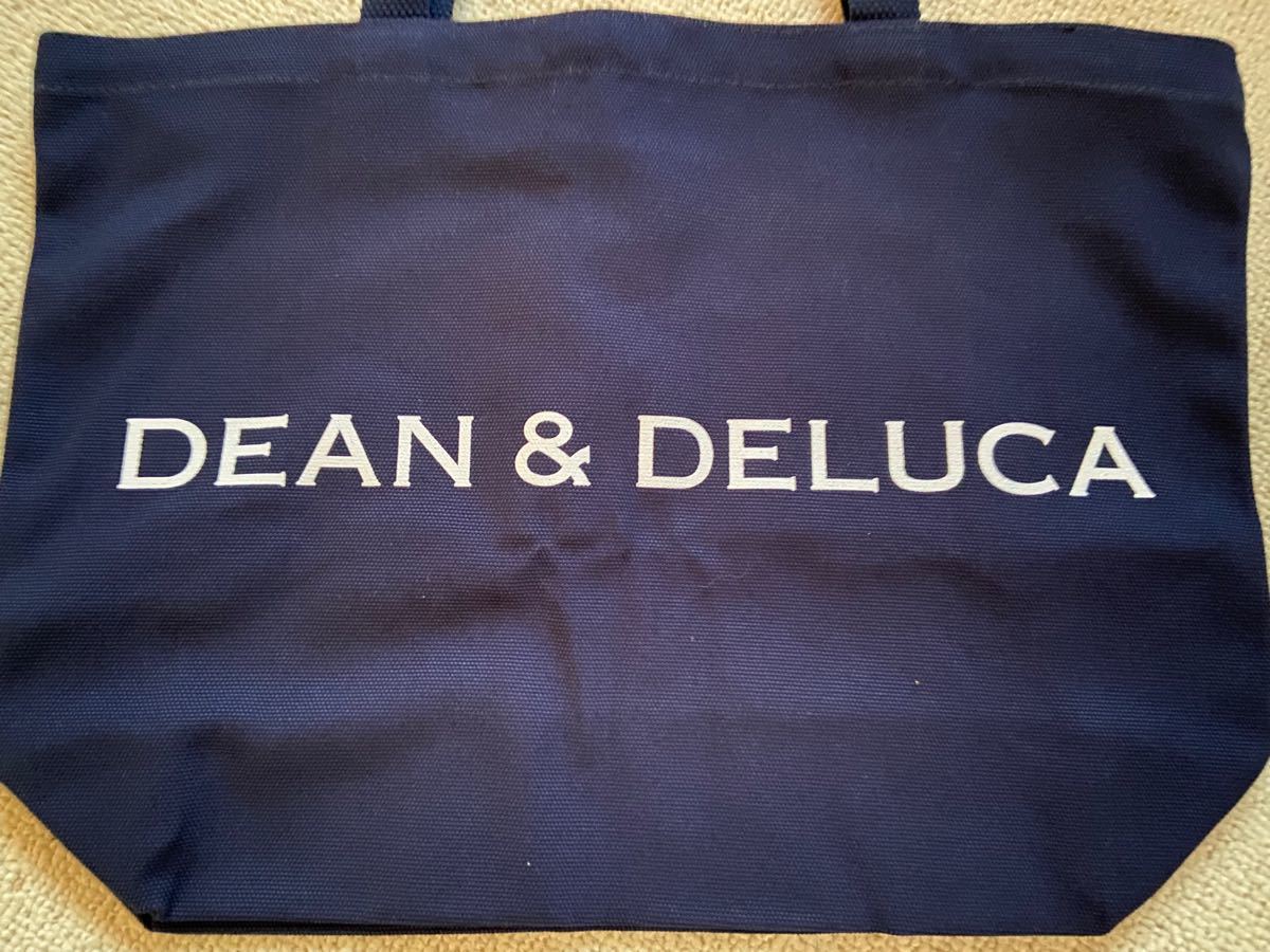 新品DEAN&DELUCA限定チャリティートートバッグ　ネイビー　ラメロゴ  ディーン&デルーカ エコバッグ　Lサイズ