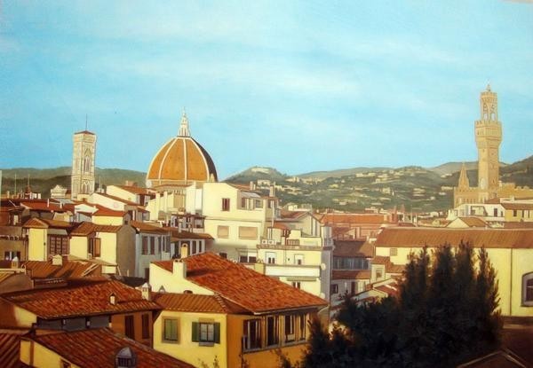 特価油絵 大聖堂ドームを望むフィレンツェの街並 MA661