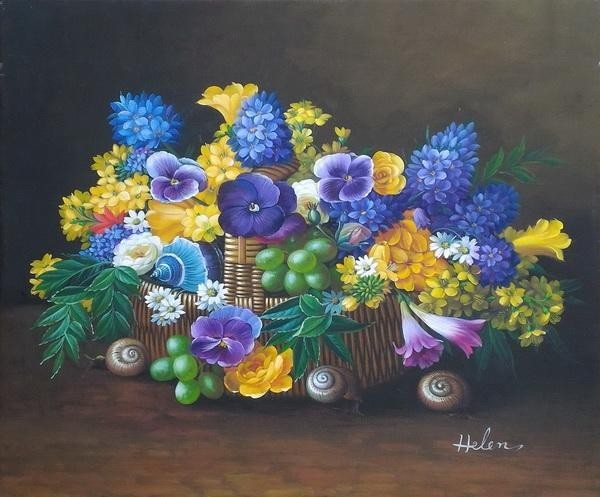  special price oil painting basket. flower . fruit MA3144