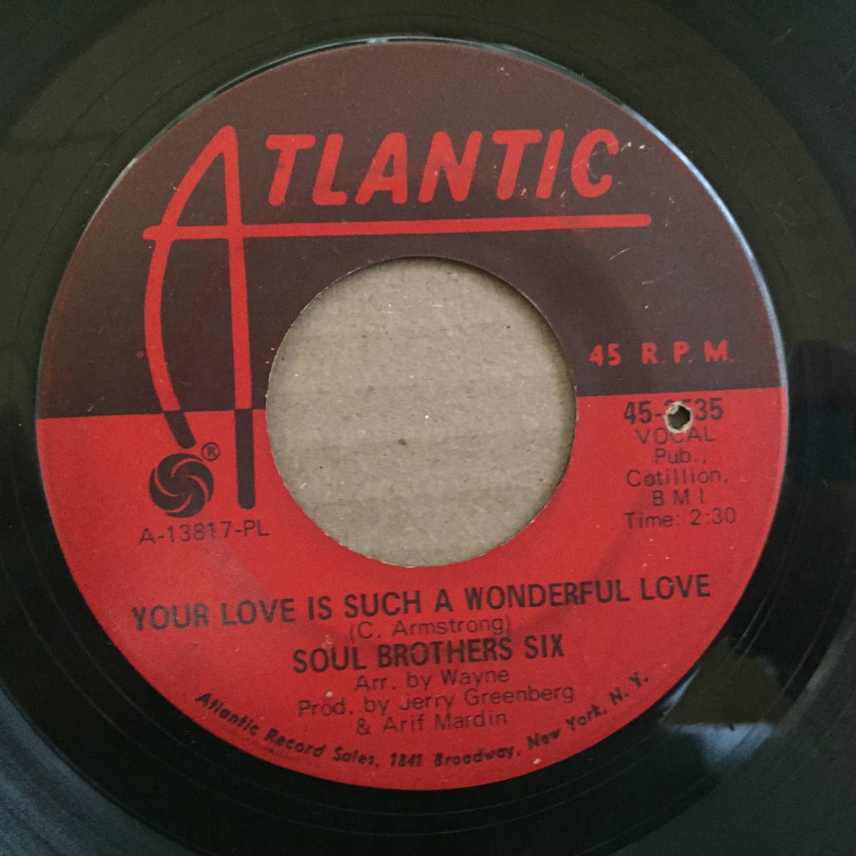 Soul Brothers Six/Your Love Is Such a Wonderful Love(US single)の画像1