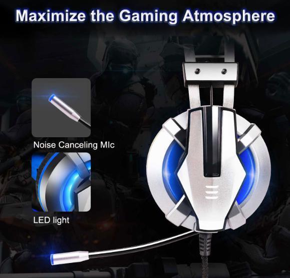PS4 USB マイク付き ゲーミングヘッドセット 3.5mmオーディオジャック 任天堂 Xbox ブルー PCゲーム パソコン ゲーム機_画像8